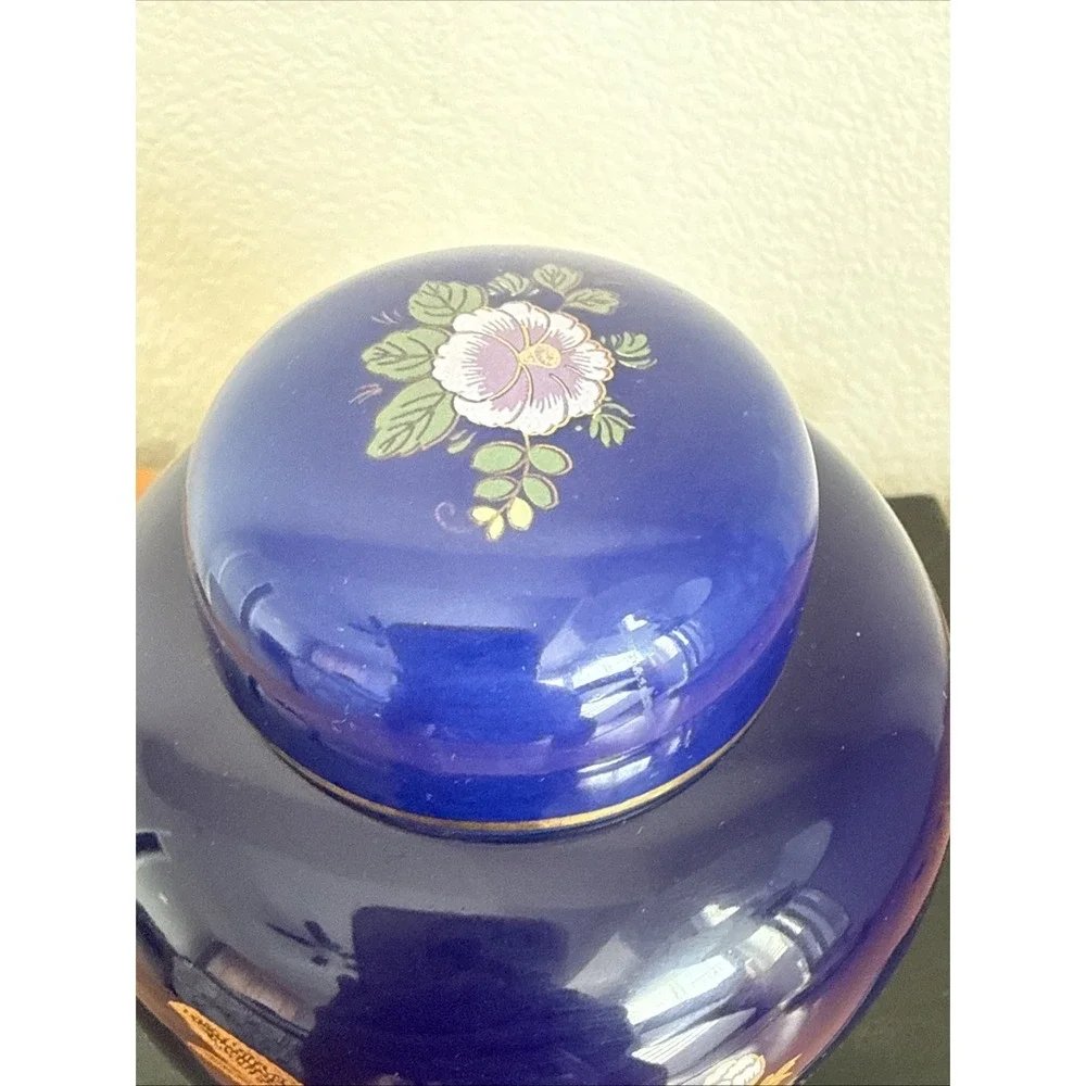 Vintage Asian Cobalt Blue Gold Oriental 5